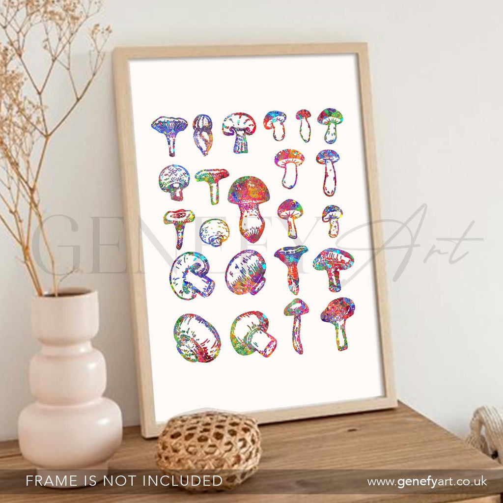 Mushrooms Watercolour Print - Genefy Art