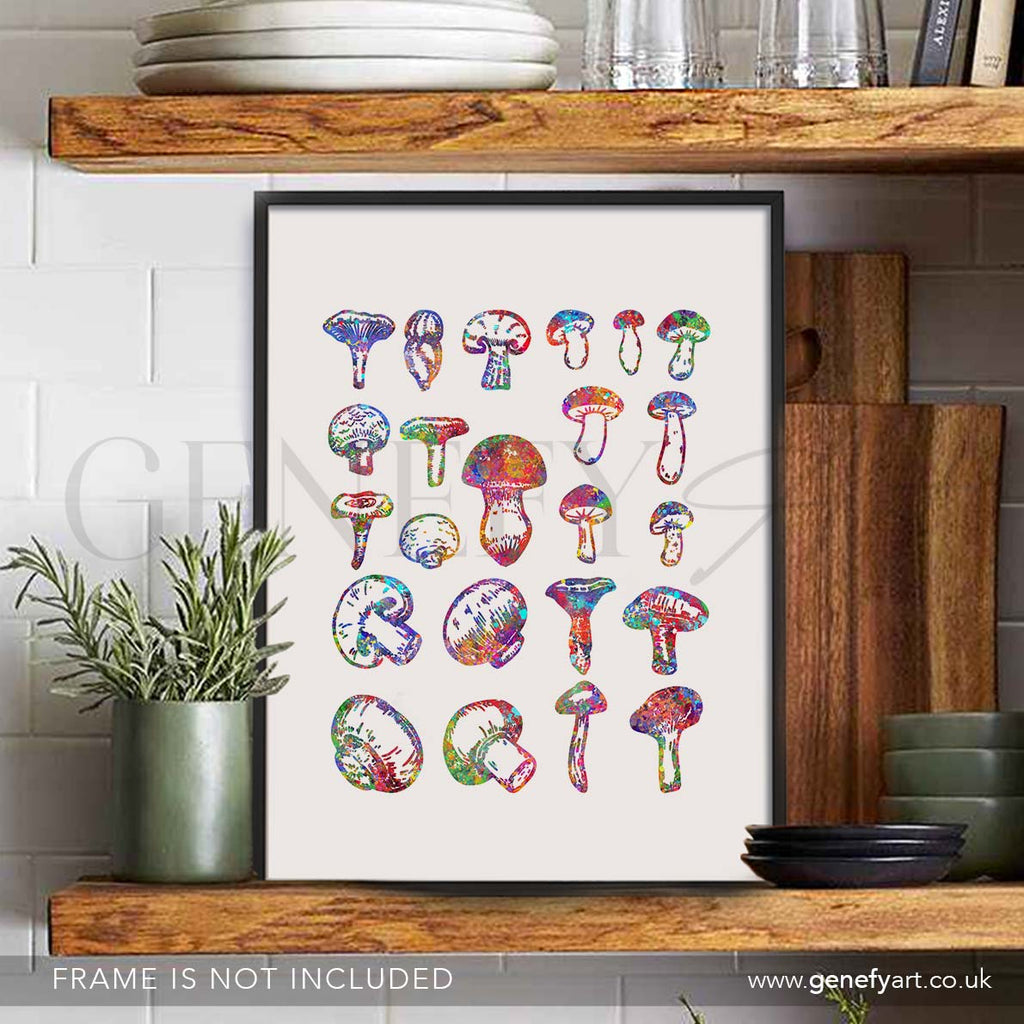 Mushrooms Watercolour Print - Genefy Art