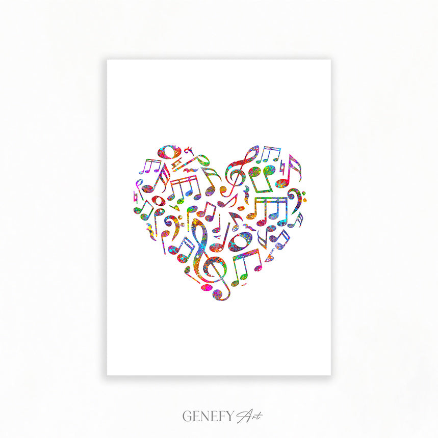 Music Love Notes Watercolour Art Print