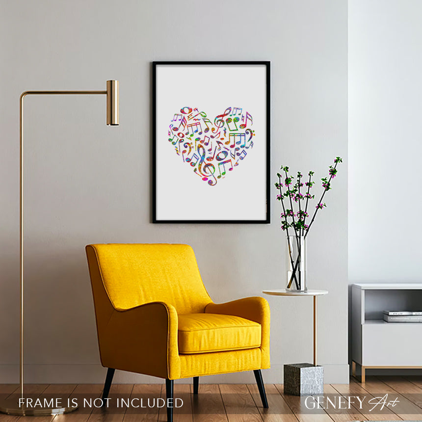 Music Love Notes Watercolour Art Print