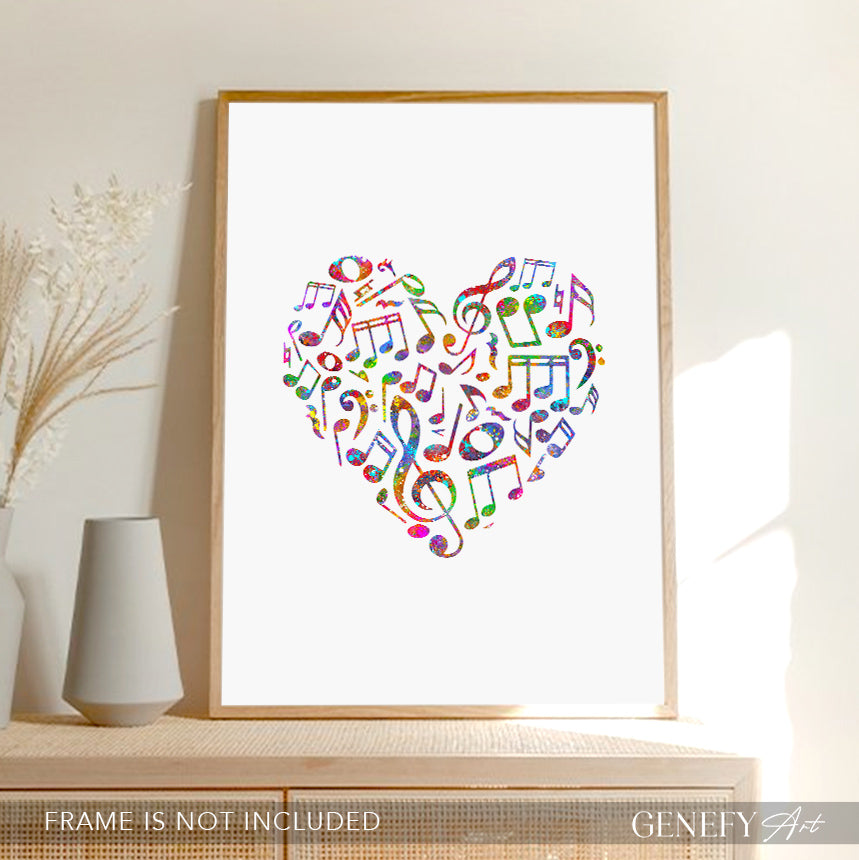 Music Love Notes Watercolour Art Print