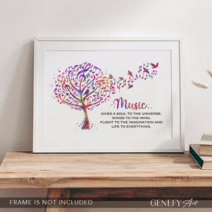 Musical Tree with Notes Art Print