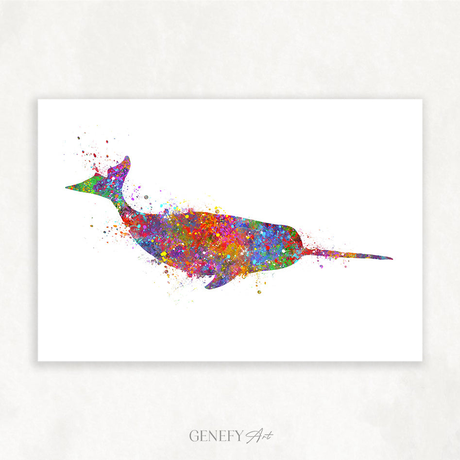 Narwhal Watercolour Print