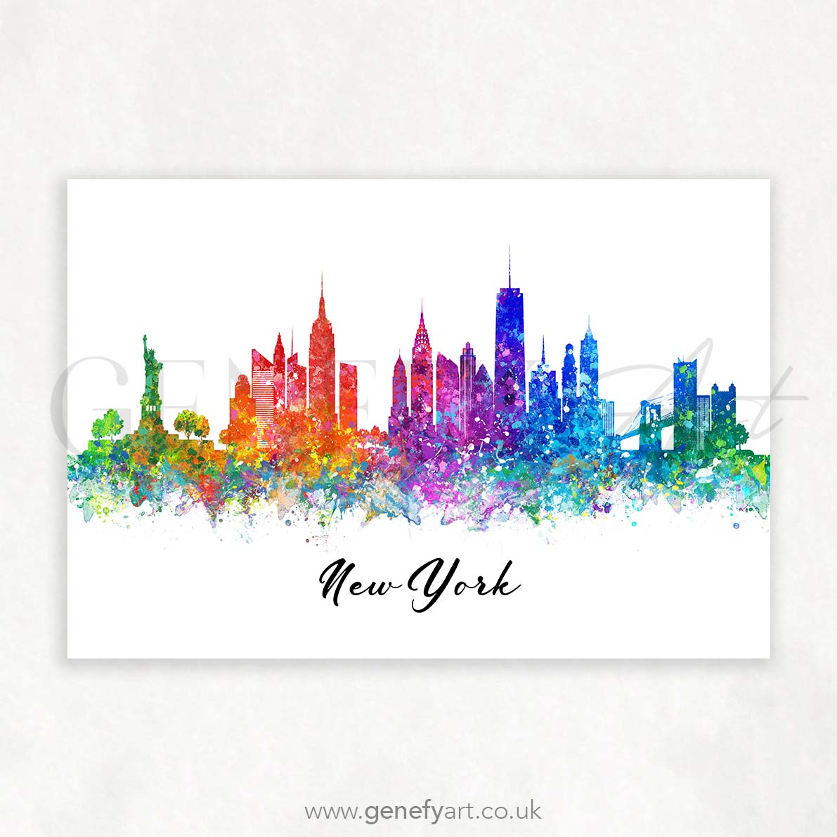 New York Skyline Watercolour Print - Genefy Art