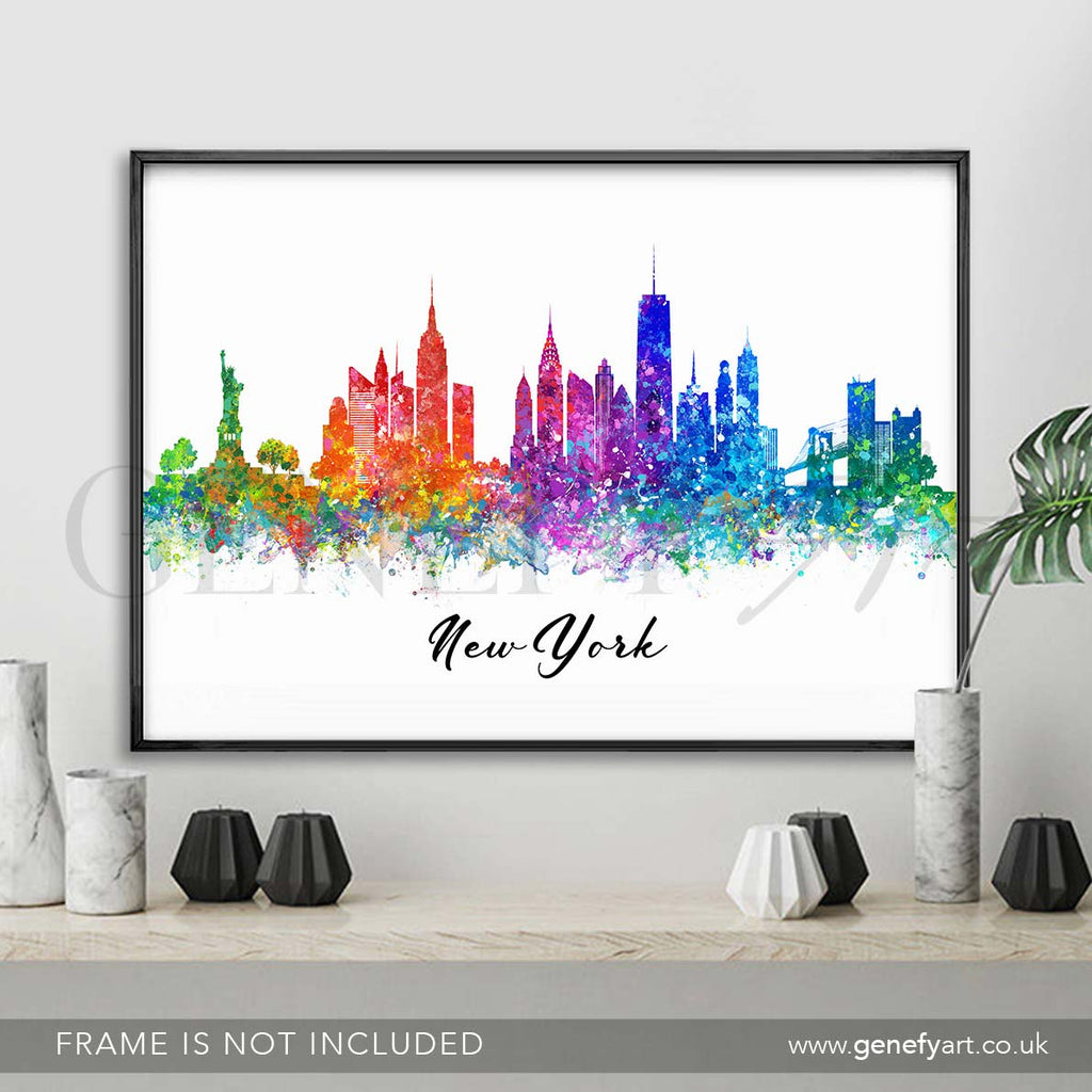 New York Skyline Watercolour Print - Genefy Art