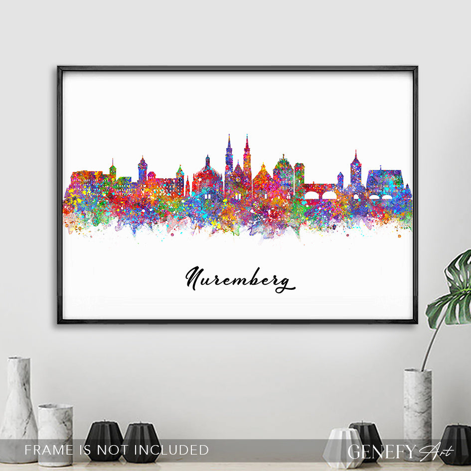 Nuremberg Skyline Watercolour Art Print - Genefy Art