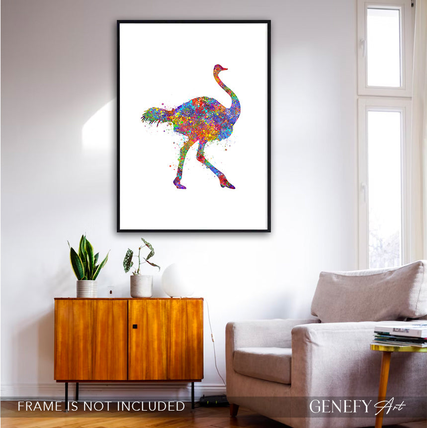 Ostrich Watercolour Art Print
