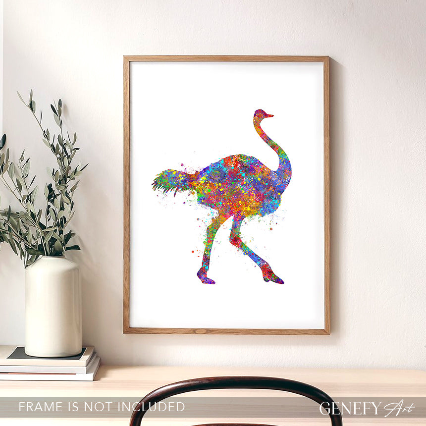Ostrich Watercolour Art Print