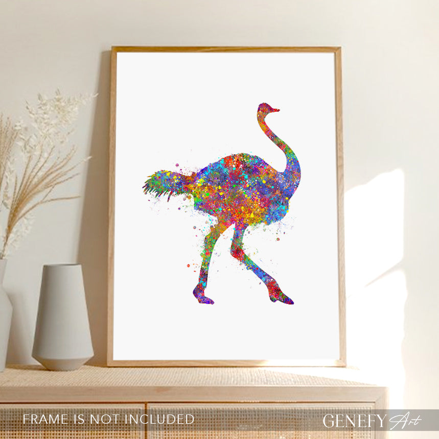 Ostrich Watercolour Art Print