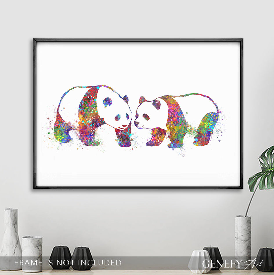 Panda Couple Watercolour Print