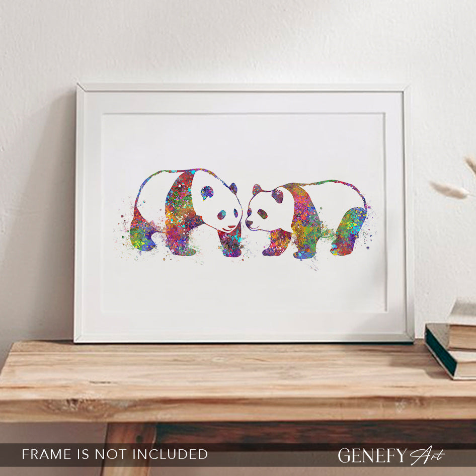 Panda Couple Watercolour Print