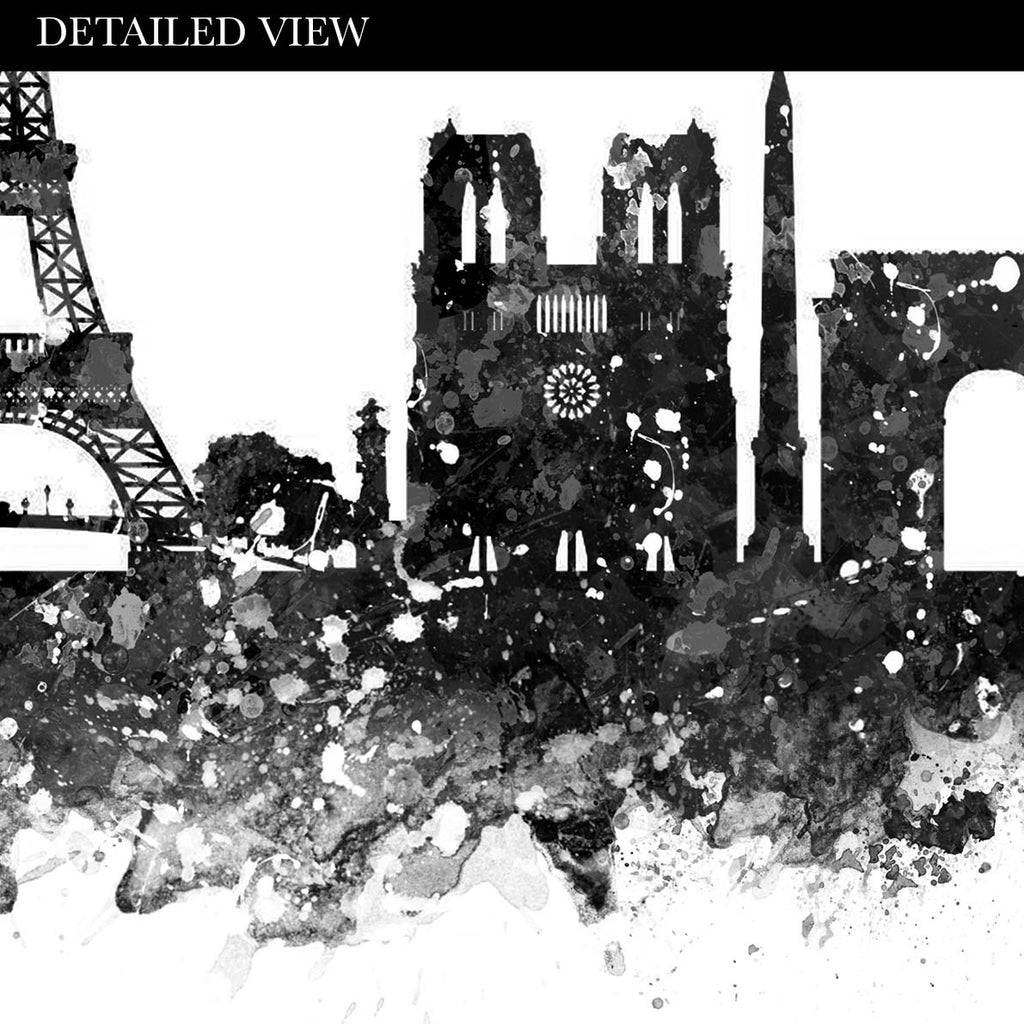 Paris Skyline Black and White Watercolour Print - Genefy Art