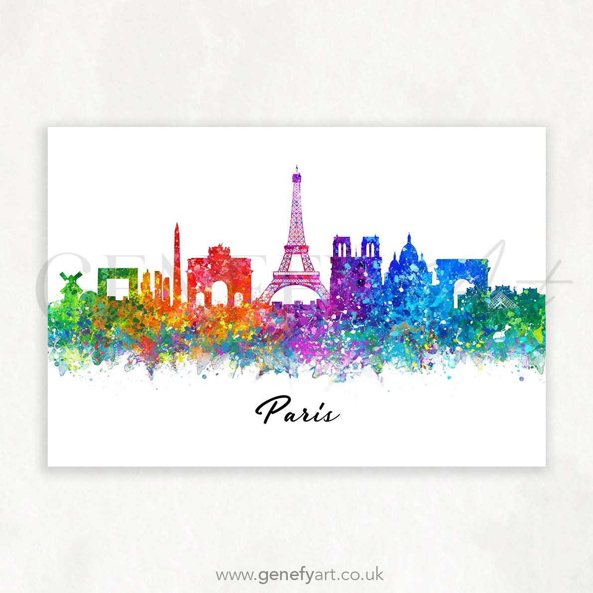 Paris Skyline Watercolour Print - Genefy Art