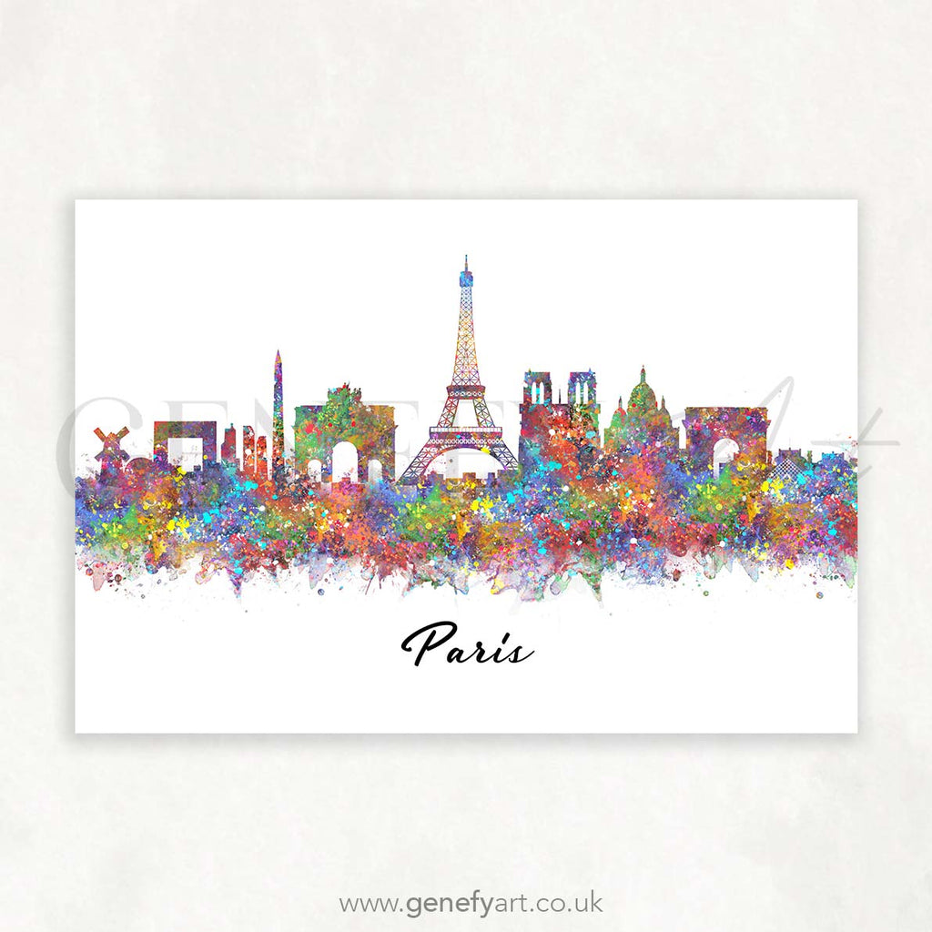 Paris Skyline Watercolour Art Print - Genefy Art
