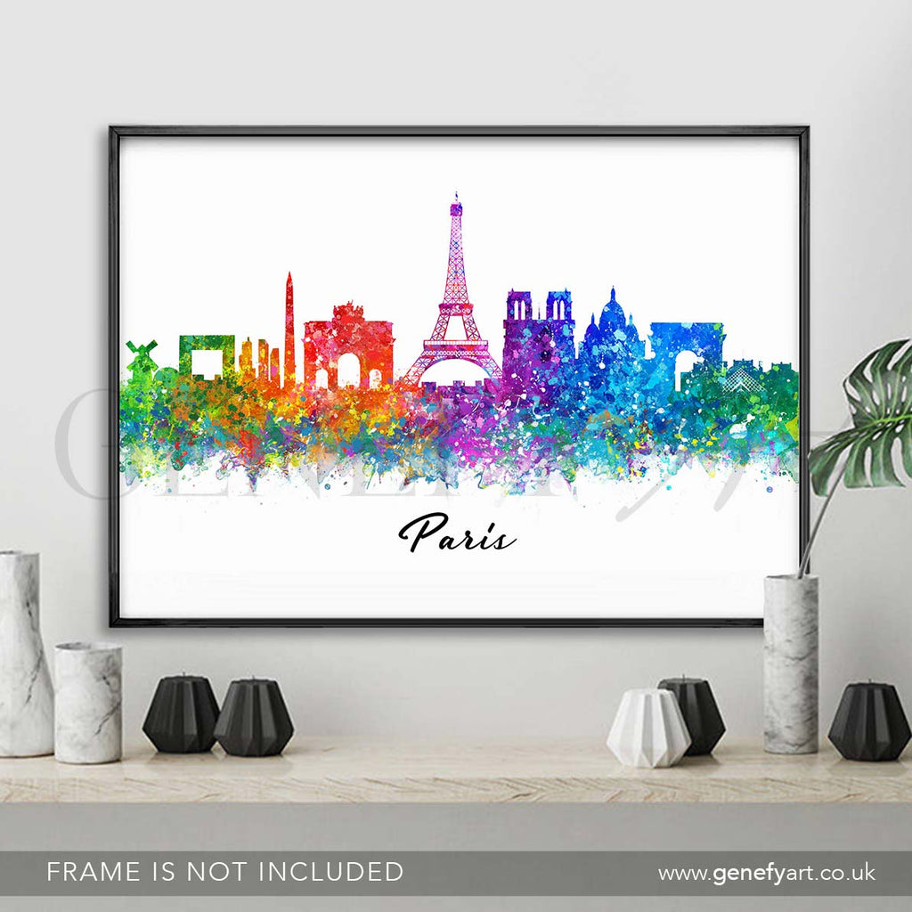 Paris Skyline Watercolour Print - Genefy Art