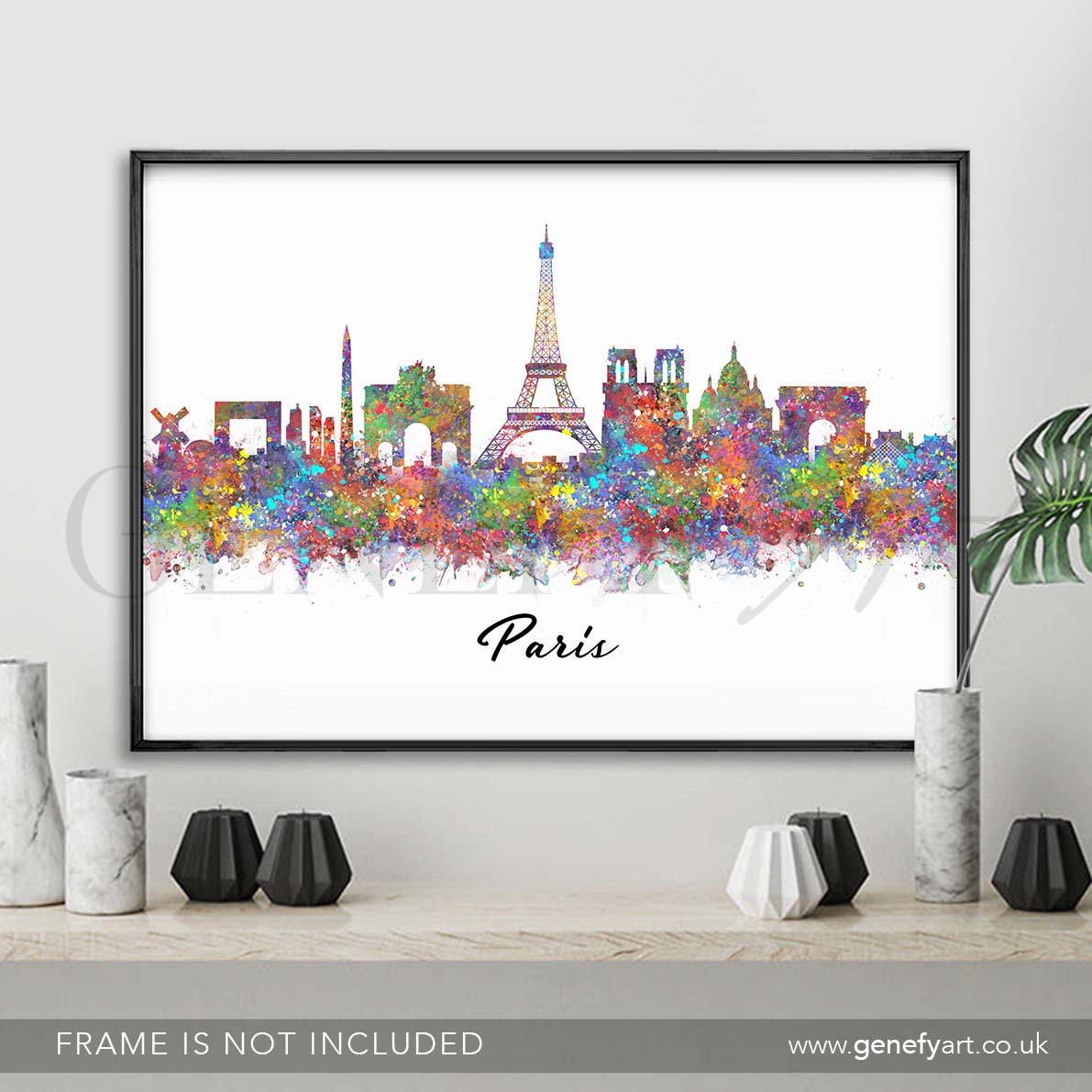 Paris Skyline Watercolour Art Print - Genefy Art