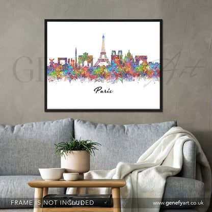 Paris Skyline Watercolour Art Print - Genefy Art