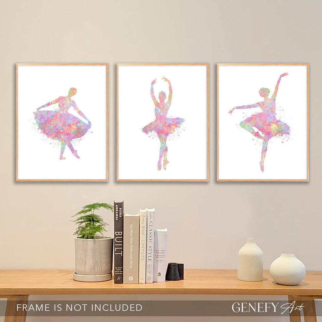Ballerina Pastel Watercolour Art Set of 3 Prints - Genefy Art