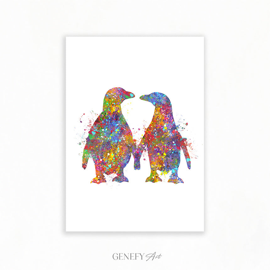 Penguin Couple Kissing Art Print - Genefy Art