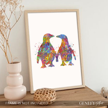 Penguin Couple Kissing Art Print - Genefy Art