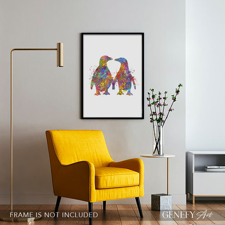 Penguin Couple Kissing Art Print - Genefy Art