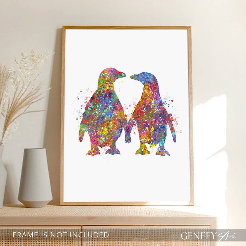 Penguin Couple Kissing Art Print - Genefy Art