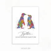 Penguin Love Quote Watercolour Art Print
