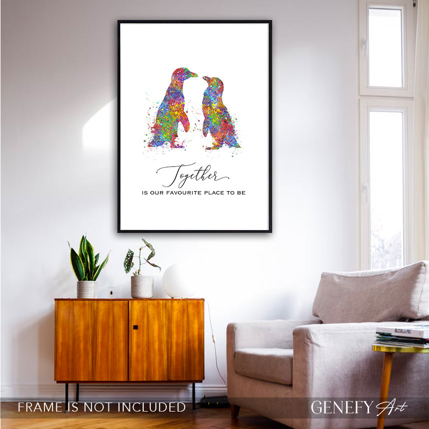 Penguin Love Quote Watercolour Art Print