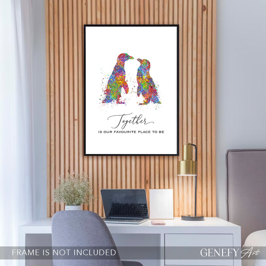 Penguin Love Quote Watercolour Art Print