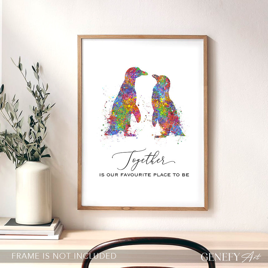 Penguin Love Quote Watercolour Art Print