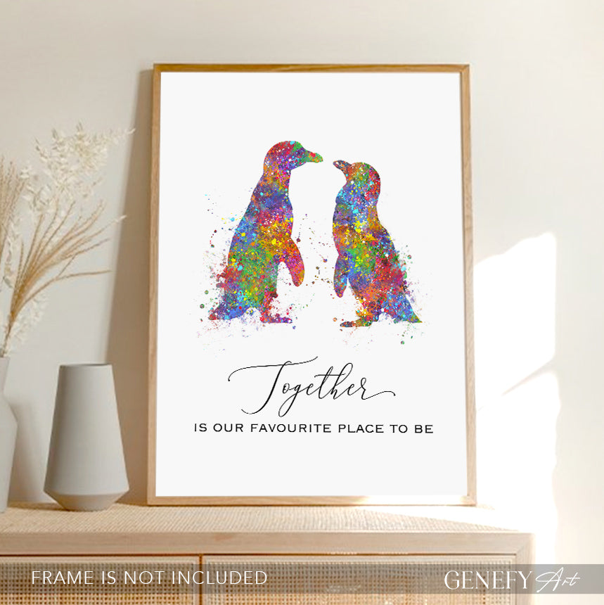 Penguin Love Quote Watercolour Art Print