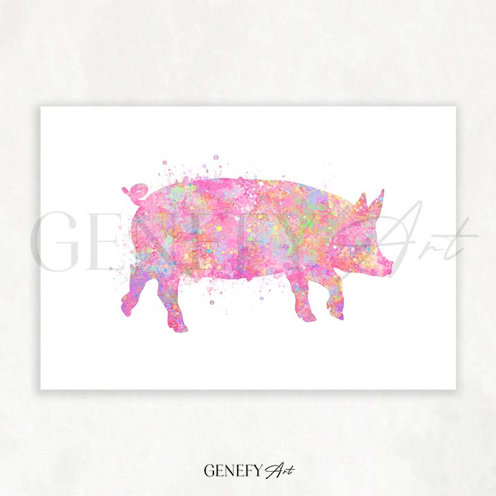 Pig Watercolour Print