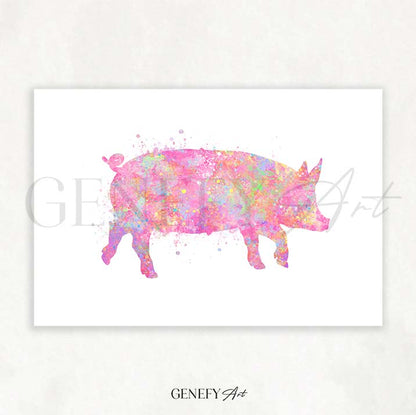 Pig Watercolour Print