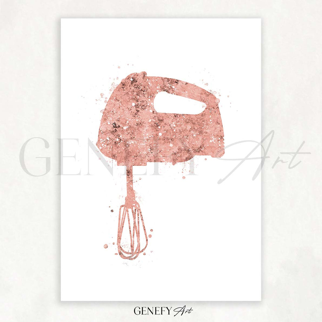 Pink Kitchen Hand Mixer Watercolour Print