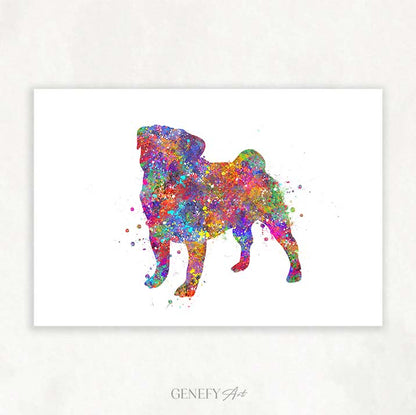 Pug Watercolour Print