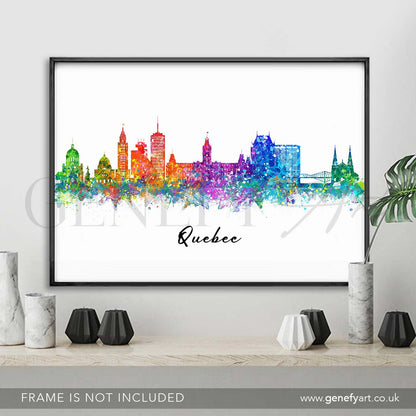 Quebec Skyline Vibrant Watercolour Print - Genefy Art