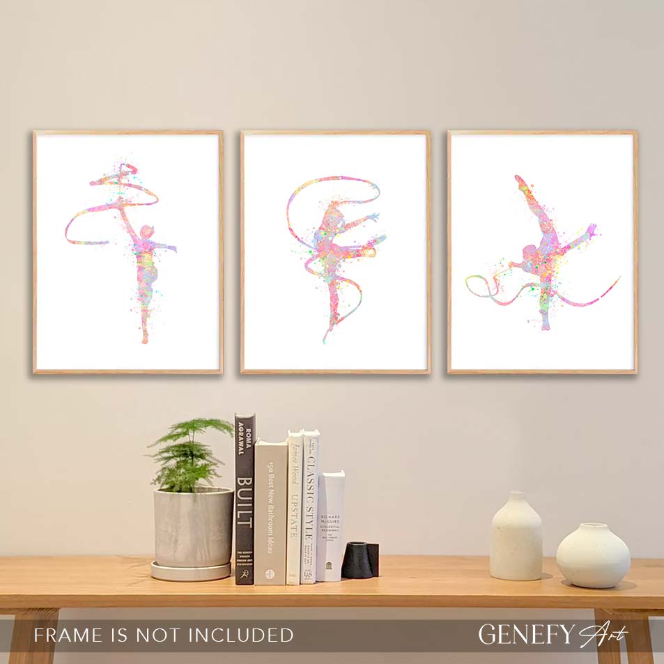 Rhythmic Gymnastics Pastel Watercolour Art - Set of 3