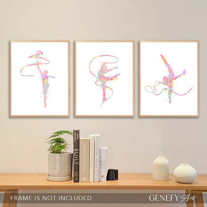 Rhythmic Gymnastics Pastel Watercolour Art - Set of 3