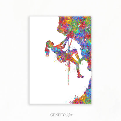 Rock Climbing Watercolour Print - Genefy Art
