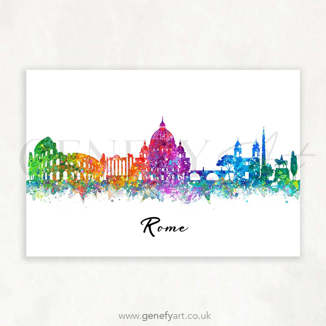 Rome Skyline Watercolour Art Print