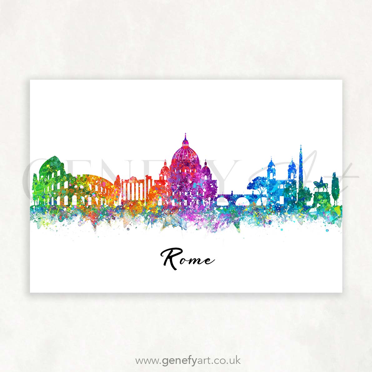 Rome Skyline Watercolour Art Print