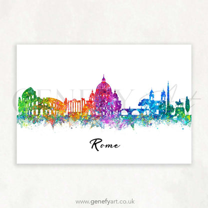Rome Skyline Watercolour Art Print