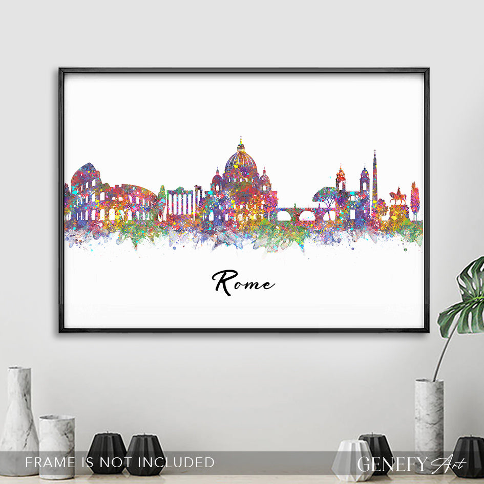 Rome Skyline Watercolour Art Print