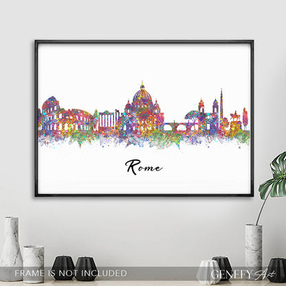 Rome Skyline Watercolour Art Print