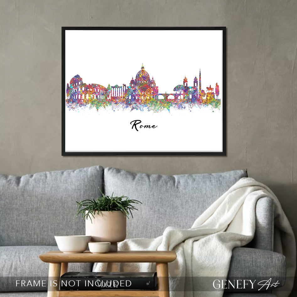 Rome Skyline Watercolour Art Print