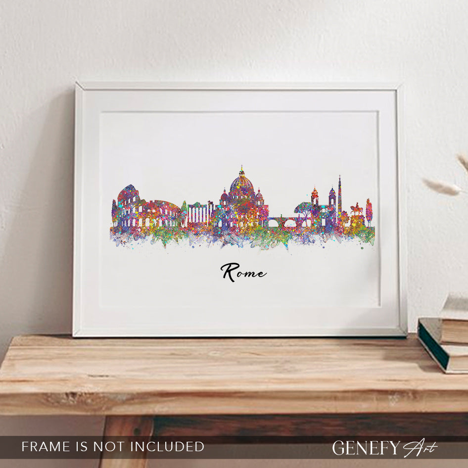 Rome Skyline Watercolour Art Print