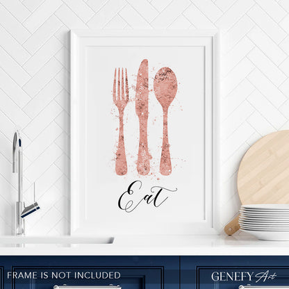 Rose Gold Kitchen Art Print &quot;Eat&quot;