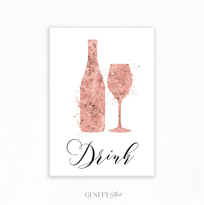Rose Gold Kitchen Art Print &quot;Drink&quot;