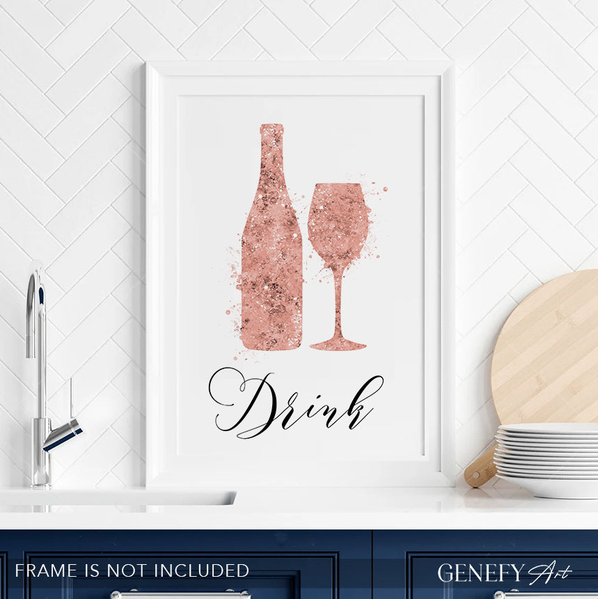 Rose Gold Kitchen Art Print &quot;Drink&quot;