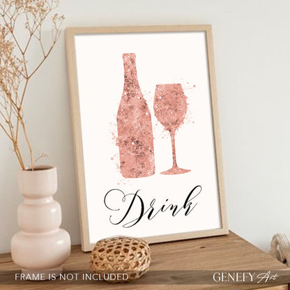 Rose Gold Kitchen Art Print &quot;Drink&quot;